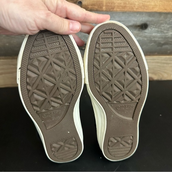 Converse All Star Low Ox Womens Sneakers Black Leather Gold-Egret Shoes Size 7 - Picture 7 of 9